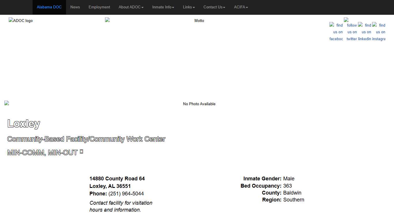 - Alabama Dept of Corrections